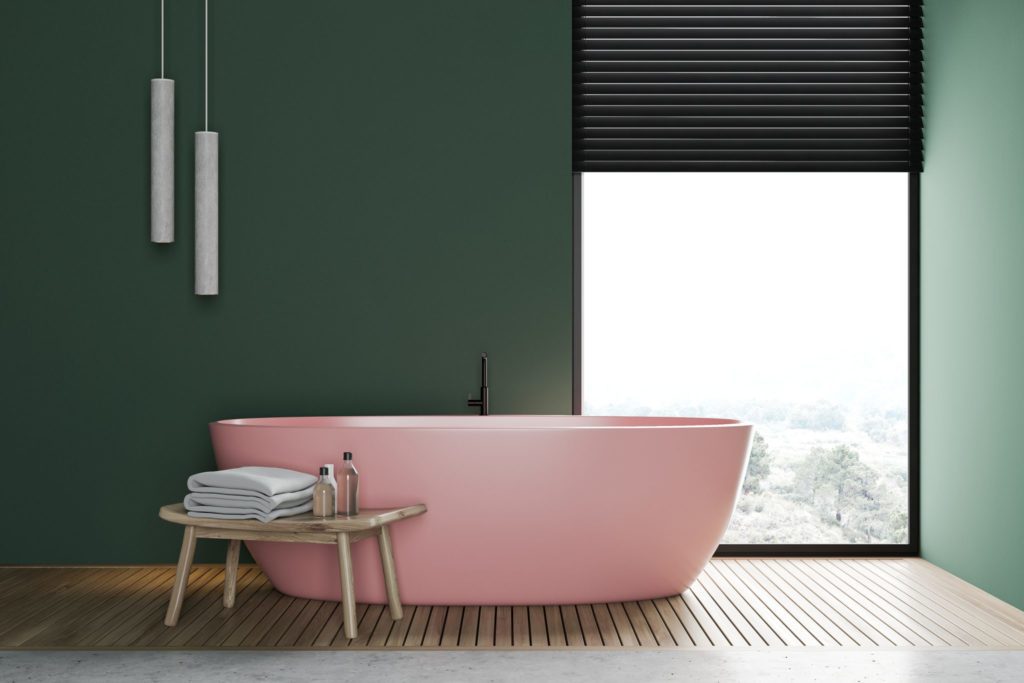 Różowo-zielona łazienka 